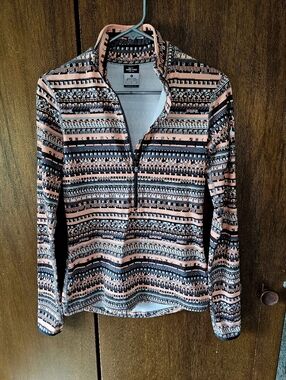 Nike Pro Dri-FIT Hyperwarm Half Zip Pullover Peach Aztec | Small